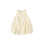 JESMARY – VÁY BÉ GÁI HOA NHỎ MÀU KEM DÁNG BỒNG CÔNG CHÚA